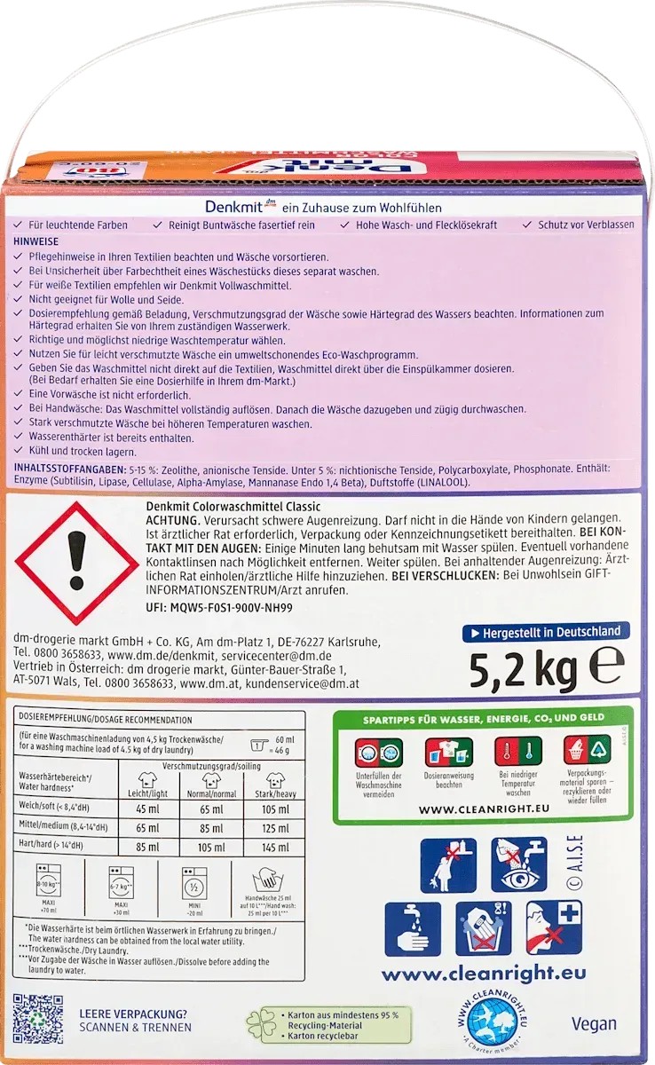 Пральний порошок Denkmit Colorwaschmittel Classic 5.2 кг11